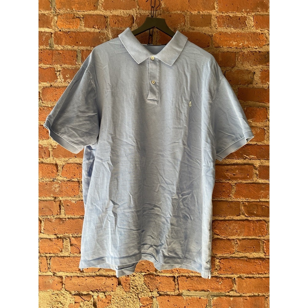 Ralph Lauren Polo Shirt Men's Blue 2XB Classic-Fit Light Yellow Pony Logo